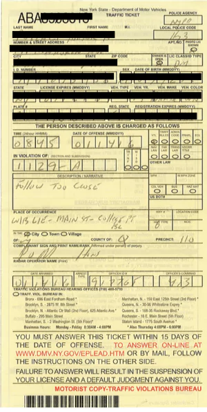 picture traffic ticket