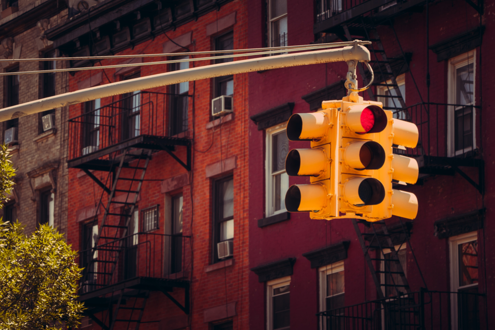 New York yellow traffic light