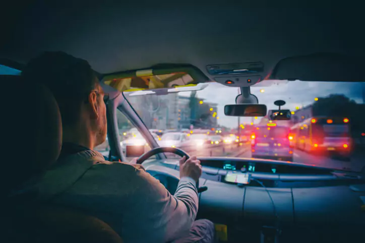 Woman driving a car